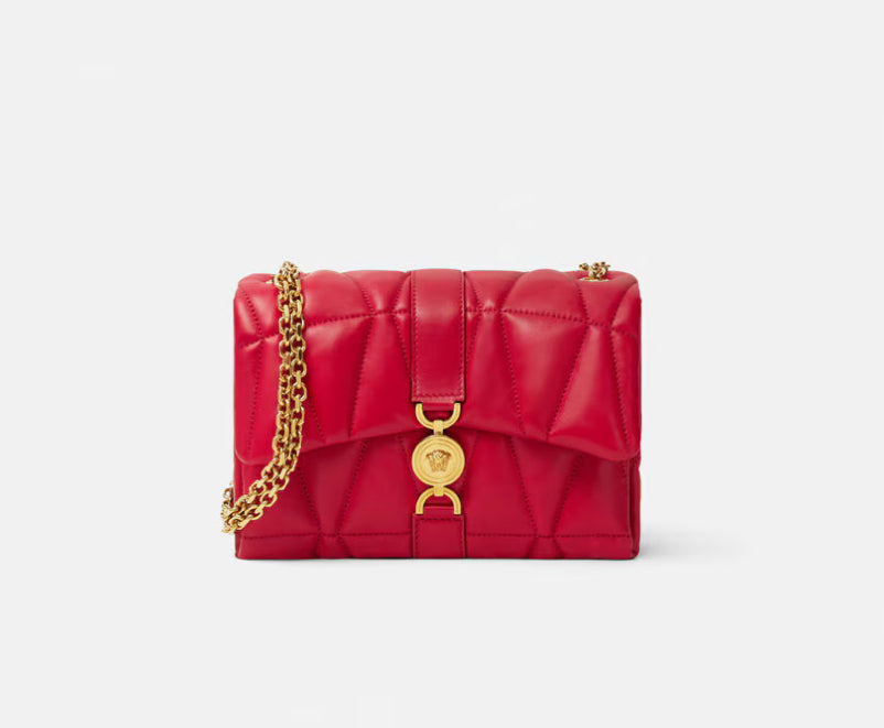 VERSACE KLEIO QUILTED SHOULDER BAG Red