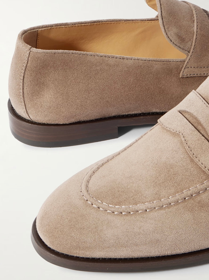 BRUNELLO CUCCINELLI Penny Loafers Beige Suede