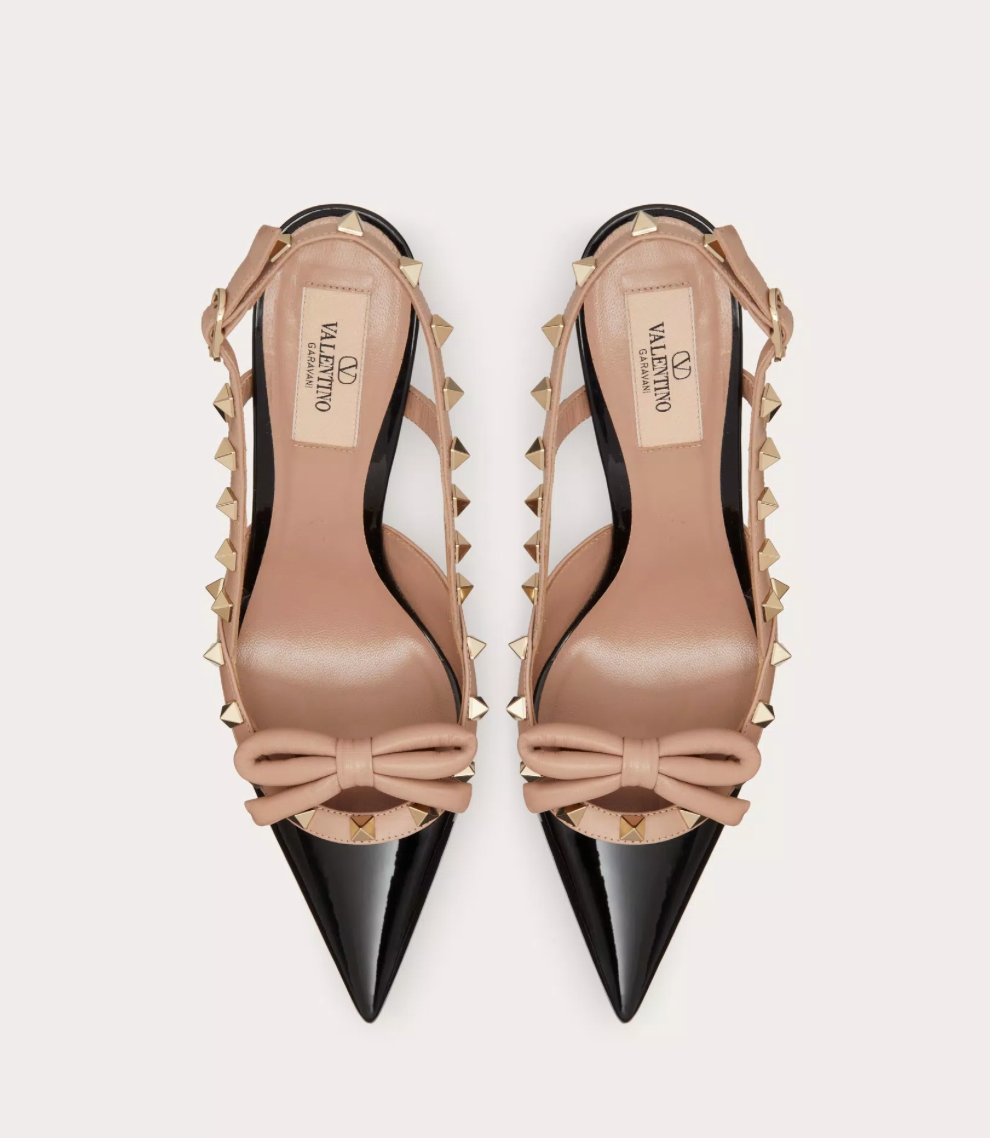 ROCKSTUD BOW SLINGBACK PATENT LEATHER PUMP 60MM  - Valentino Garavani