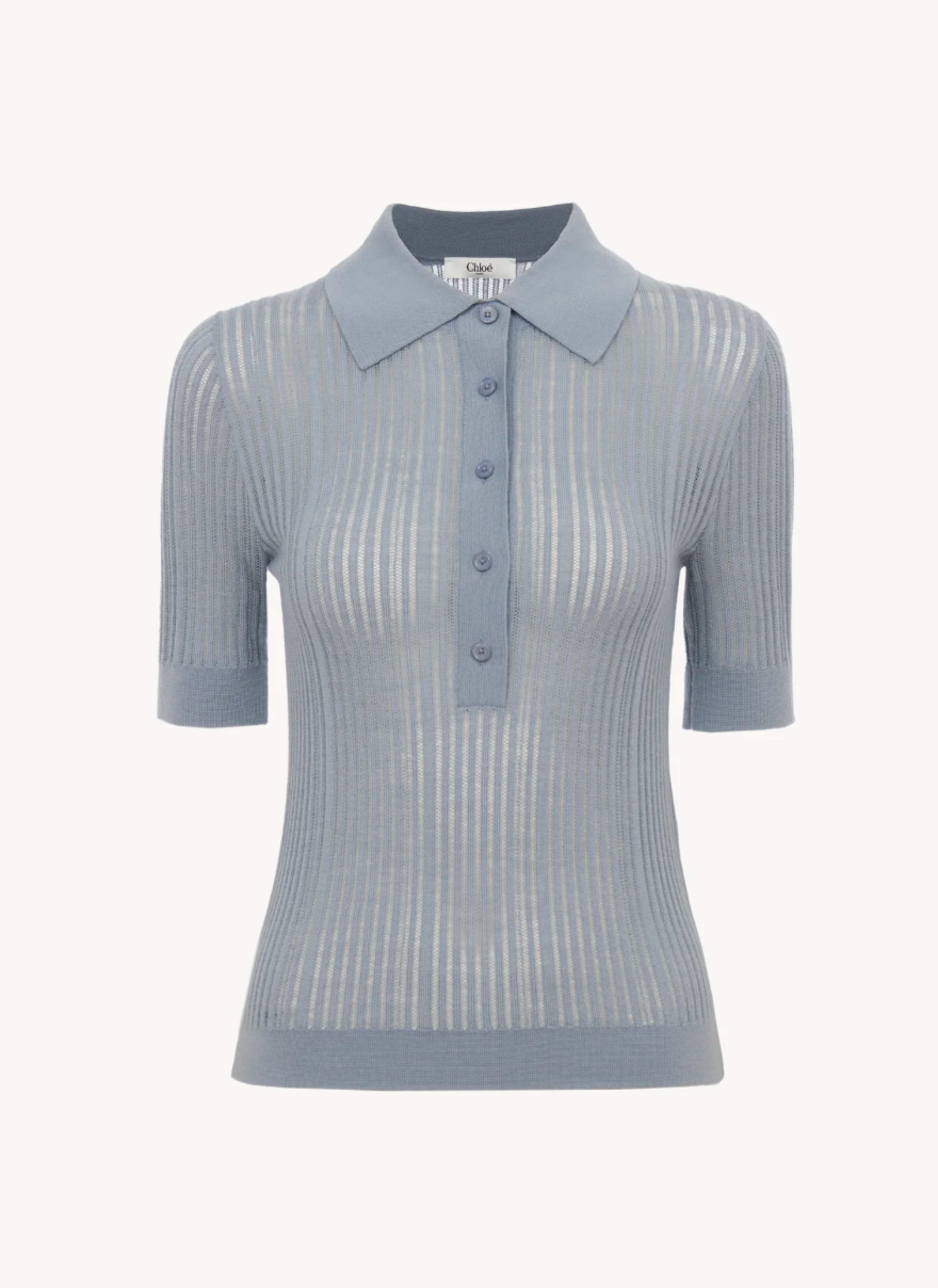 CHLOÈ Iced Blue POLO TG44