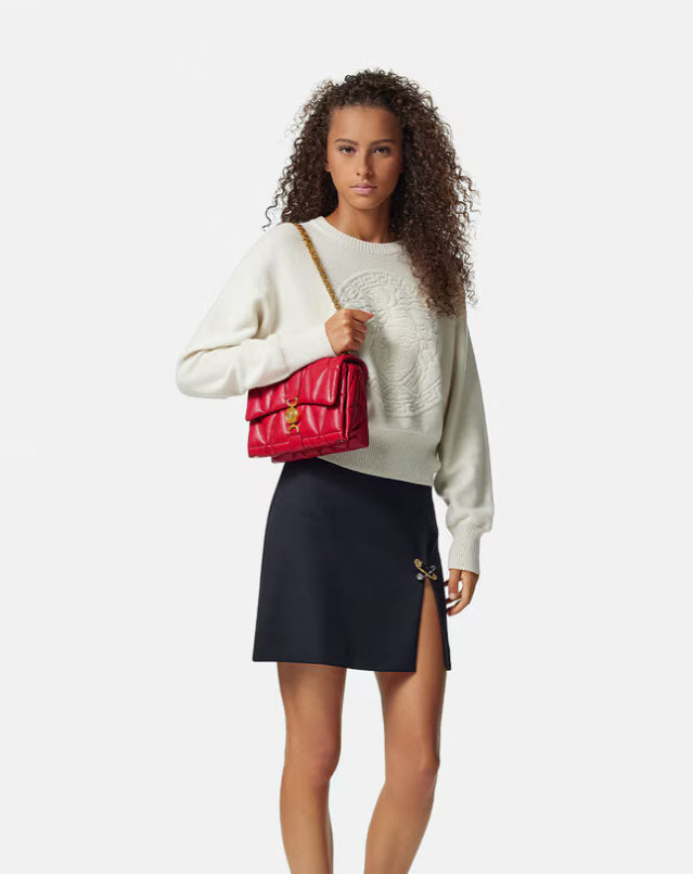 VERSACE KLEIO QUILTED SHOULDER BAG Red