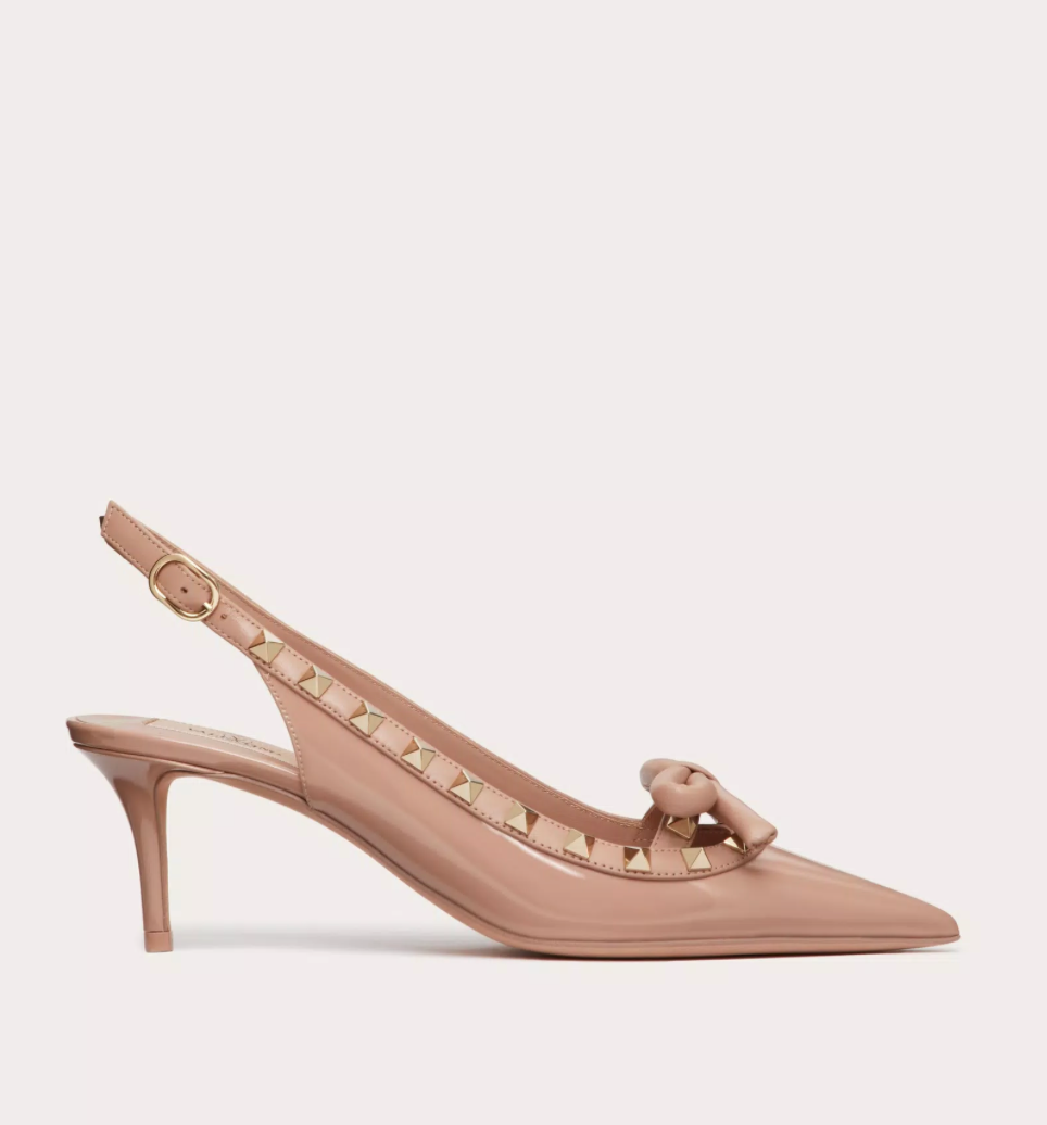 ROCKSTUD BOW SLINGBACK PATENT LEATHER PUMP 60MM  - Valentino Garavani