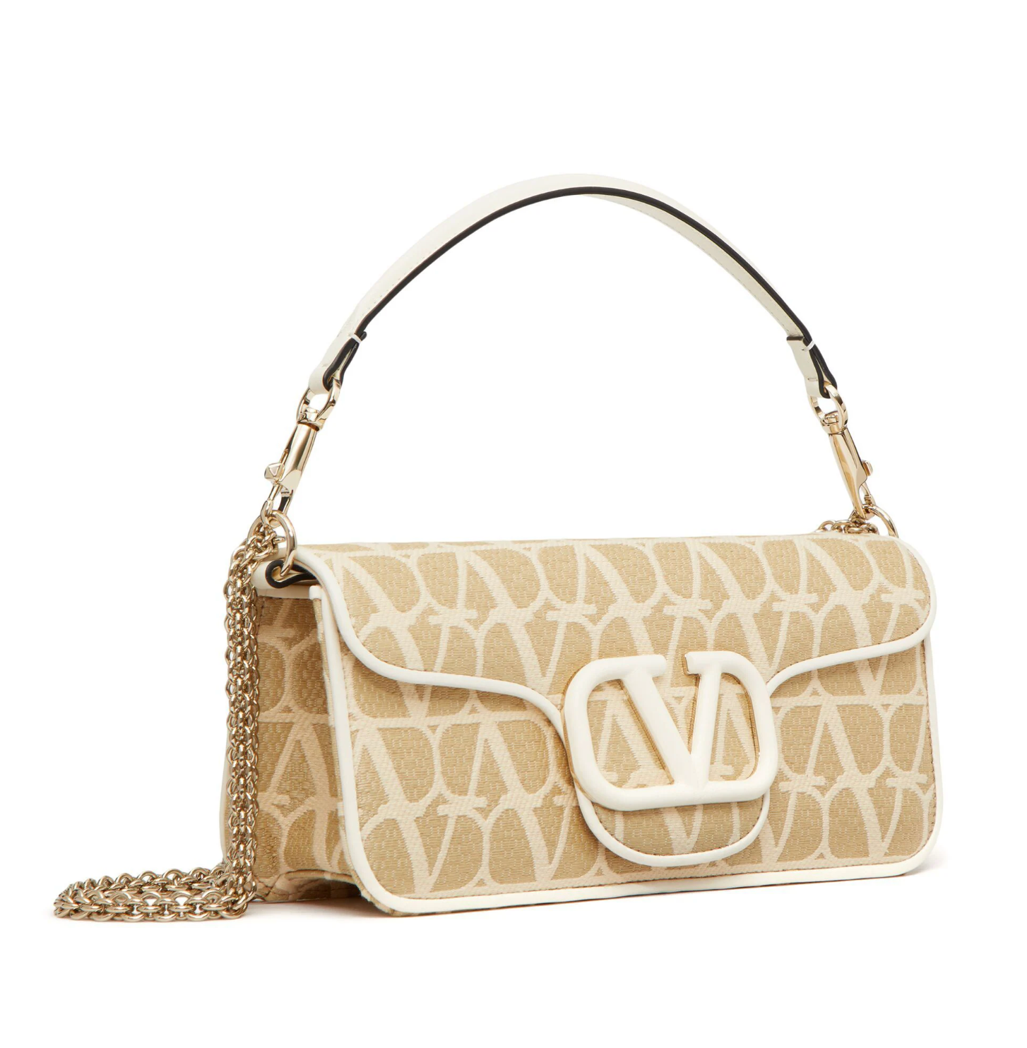 VALENTINO GARAVANI LOCÒ TOILE ICONOGRAPHE SHOULDER BAG Natural/Ivory