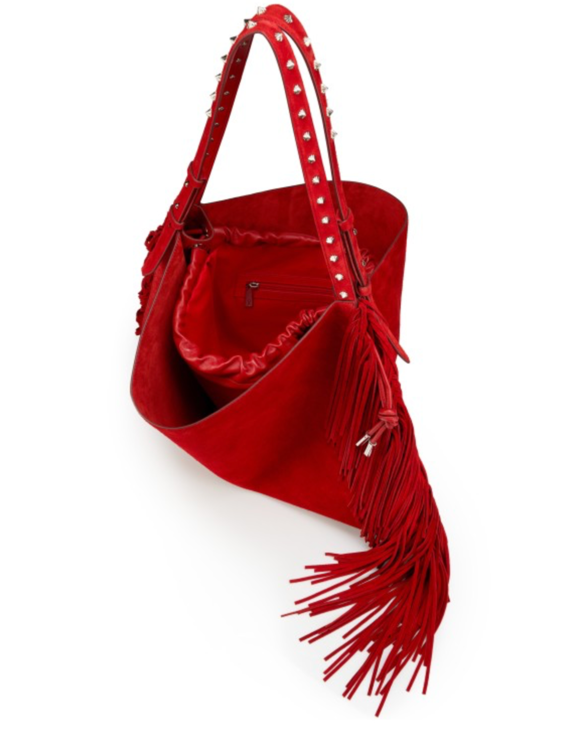 Christian Louboutin - BAGGY - Red Tote Bag - REVERSED CALF LEATHER - FEVER