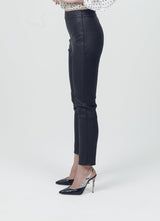 Leather Ankle Crop Stretch Cigarette Pants
