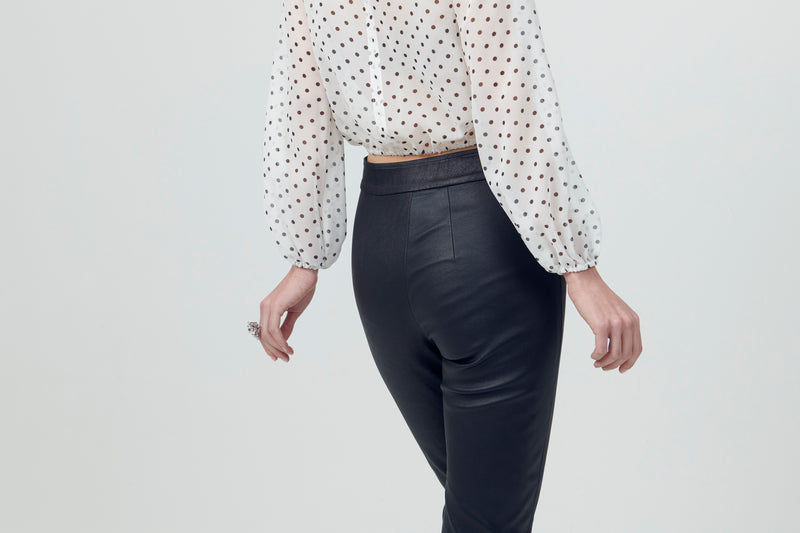 Leather Ankle Crop Stretch Cigarette Pants