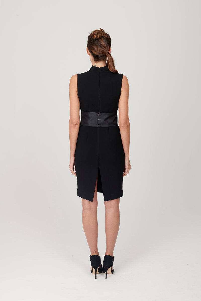 Double Crepe Dress with Beaded Lace Details - My Graphiti